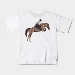 Chestnut Showjumper Schooling in Neutrals Kids T-Shirt